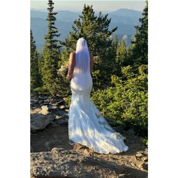 Lulus Glamour White Embroidered Halter Mermaid Maxi Dress Size M NWT - Picture 5 of 15